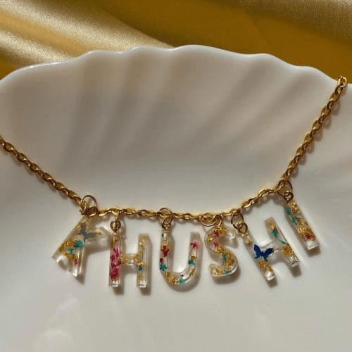 Personalised Resin Name Pendant ( standard chain)