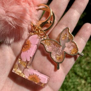 Butterfly Floral Resin Charm Keychain for Rose Day