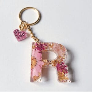 Personalized Floral Resin Keychain for Rose Day