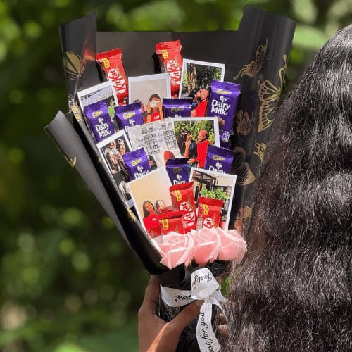 Forever Together – Personalized Photo Chocolate Rose Bouquet