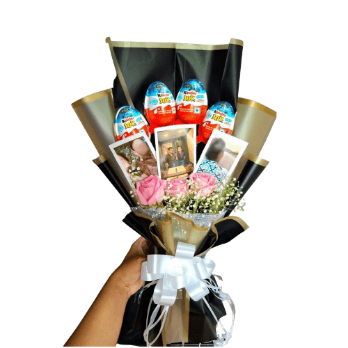 Joyful Memories – Personalized Kinder Joy Photo & Rose Bouquet