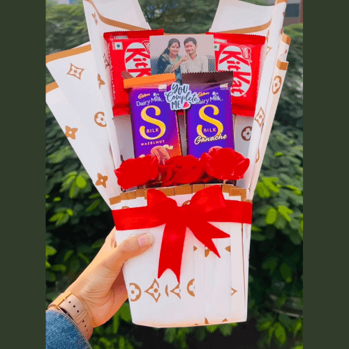 You Complete Me – Personalized Chocolate & Rose Bouquet Gift