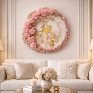 Blush Bloom Floral Resin Wall Clock