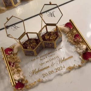 Luxury Resin Floral Ring Platter with Glass Holders