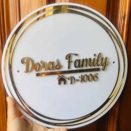 Elegant Custom Resin Name Plate – Premium Gold Finish