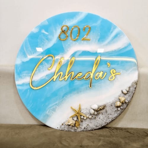 Ocean Bliss Resin Name Plate – Personalized Beach Theme