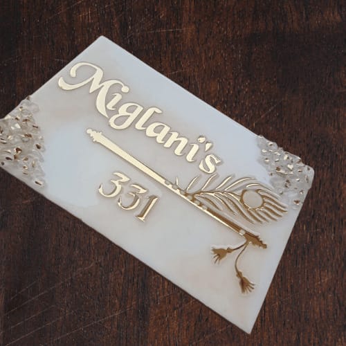 Divine Floral Resin Name Plate – Personalized Home Name Board