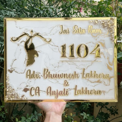 Luxury Personalized Resin Gold Finish Name Plate