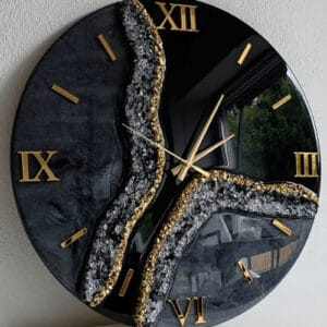 Black Crystal Wave Resin Clock