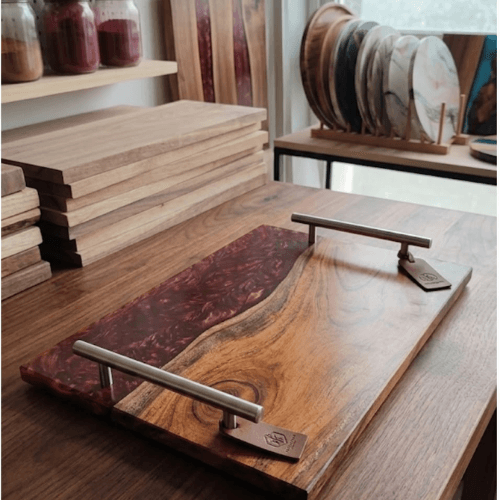 Walnut Resin Serving Tray